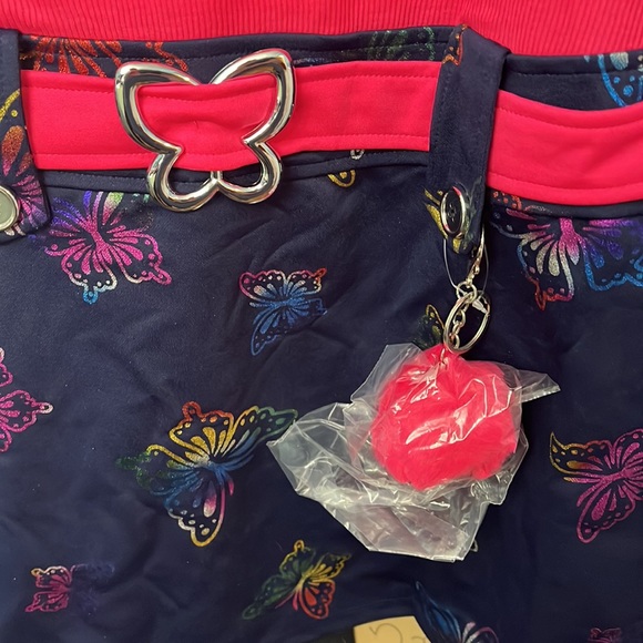 NWT PINK & VIOLET pink/navy butterfly dress with sequins, glitter, and keychain - Picture 2 of 7